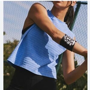 free people fp movement cerulean blue perforated sleeveless muscle top size XS/S
